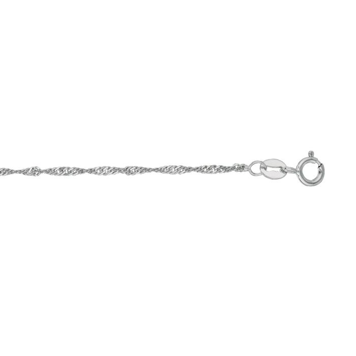 10k White Gold Inch Diamond Cut Singapore Chain Anklet 025WSNG- | Hannoush Jewelers