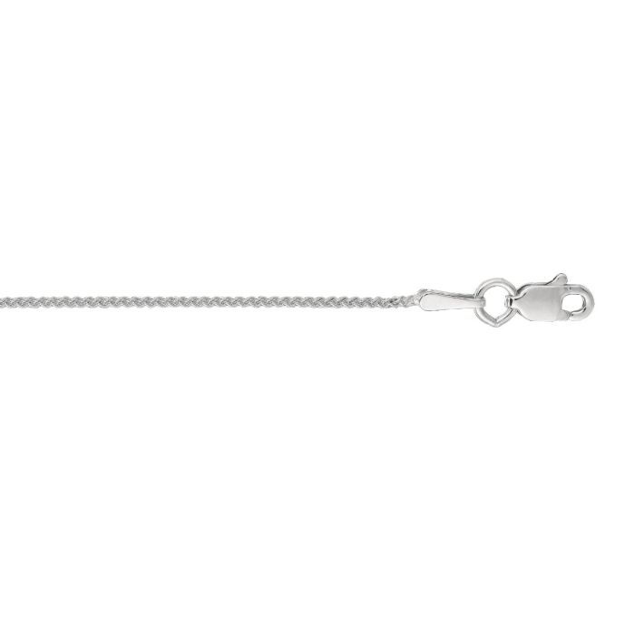 10k White Gold Diamond Cut Round Wheat Chain with Lobster Clasp 025WSP-16 | Hannoush Jewelers