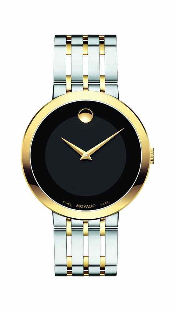 Black and gold movado mens outlet watch