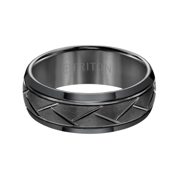 Triton Ladies 8mm Black Tungsten Carbide Comfort Fit Band 11-2892BC-L.01 | Hannoush Jewelers