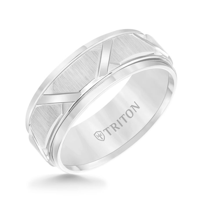 Triton Gents White Tungsten Carbide Comfort Fit Band 11-4126HC-G.00 | Hannoush Jewelers