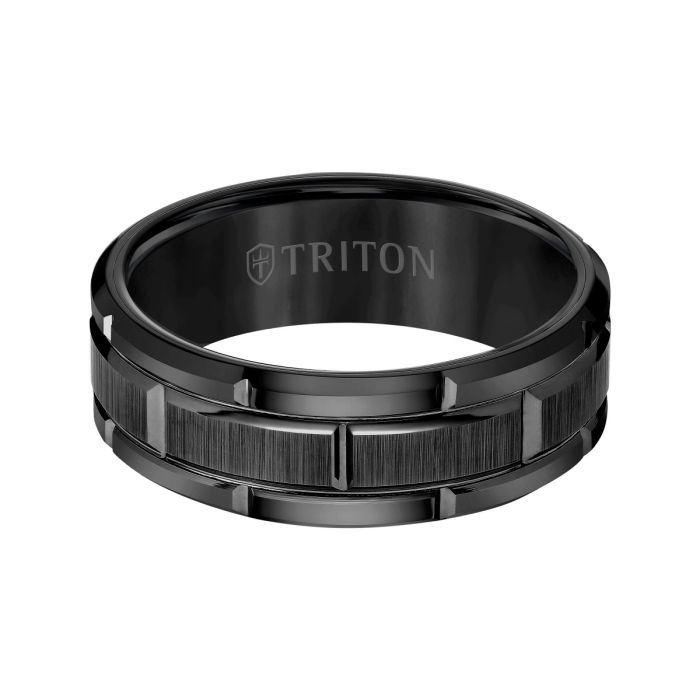 Triton Ladies 8mm Black Tungsten Carbide Comfort Fit Band 11-4127BC-L.00 | Hannoush Jewelers