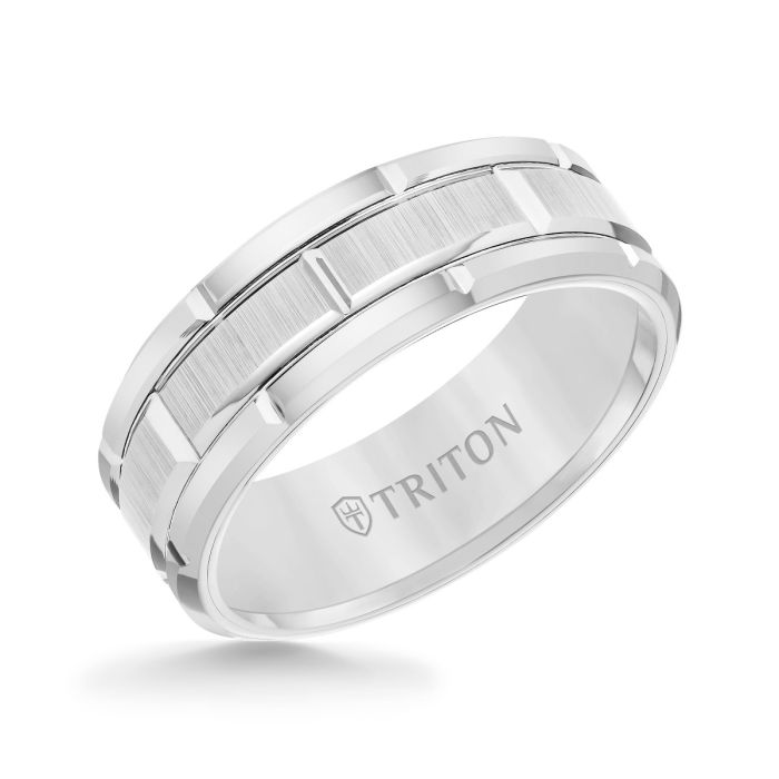 Triton Gents White Tungsten Carbide Comfort Fit Band 11-4127HC-G.00 | Hannoush Jewelers