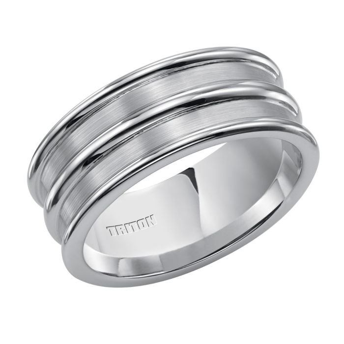 Triton Ladies 9mm White Tungsten Carbide Raised Rim Band 11-4437HC-L.00 | Hannoush Jewelers