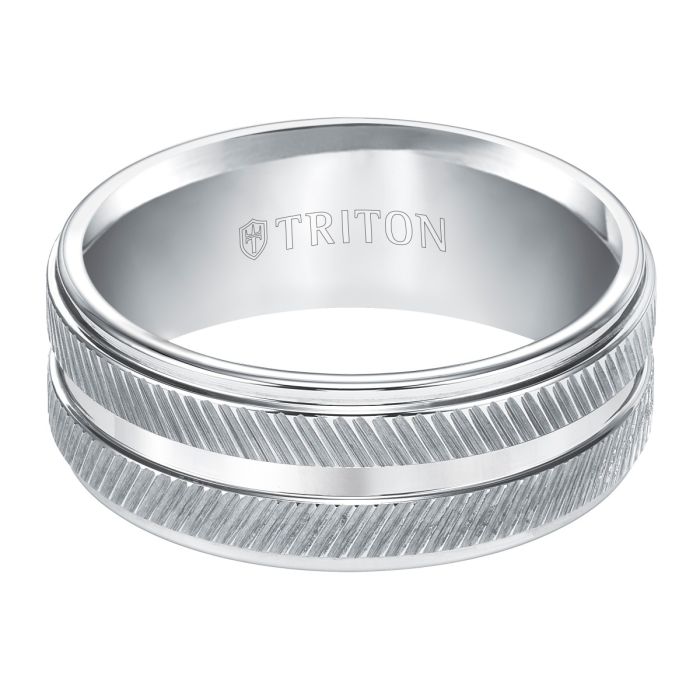 Triton Gents 9mm White Tungsten Carbide Comfort Fit Band 11-4655HC-G.00 | Hannoush Jewelers