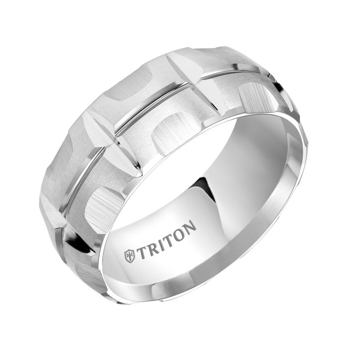 Triton Gents 9mm White Tungsten Comfort Fit Band 11-4819HC-G.00 | Hannoush Jewelers