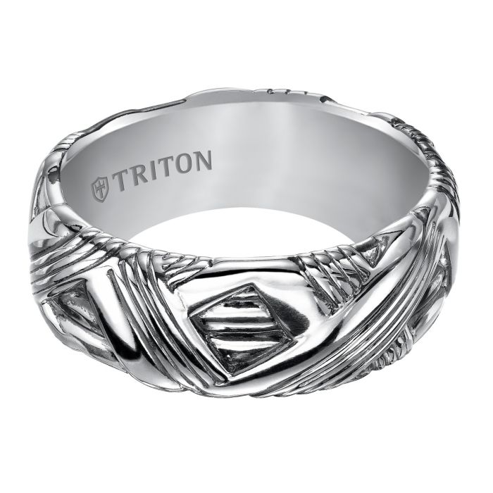 Triton Gents 9mm Sterling Silver Organic Wrap Comfort Fit Band 11-4932SV-G.00 | Hannoush Jewelers