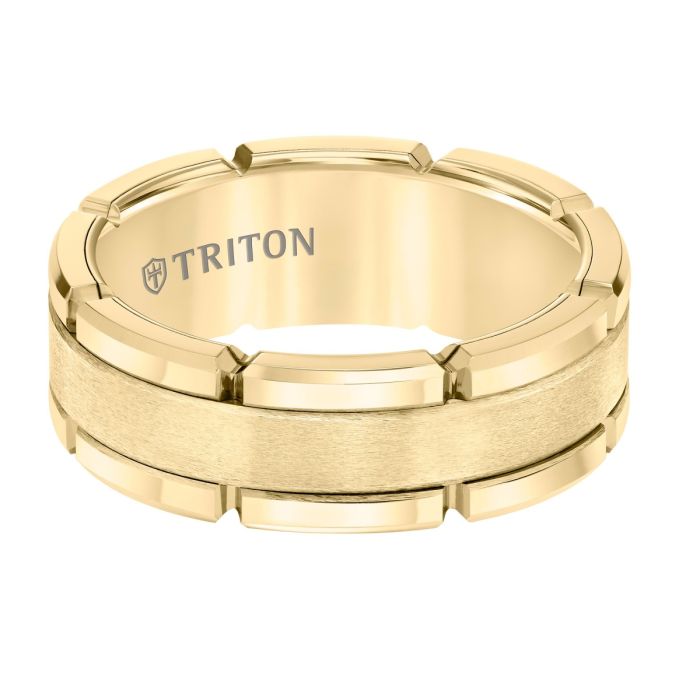 Triton Gents 8mm Yellow Tungsten Carbide Comfort Fit Band 11-5252YC-G.00 | Hannoush Jewelers