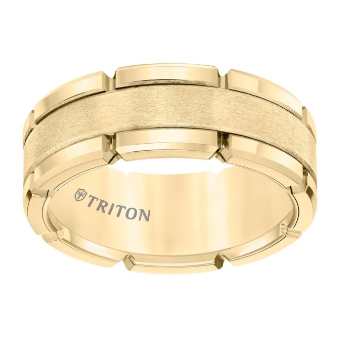 Triton Gents 8mm Yellow Tungsten Carbide Comfort Fit Band 11-5252YC-G.00 | Hannoush Jewelers