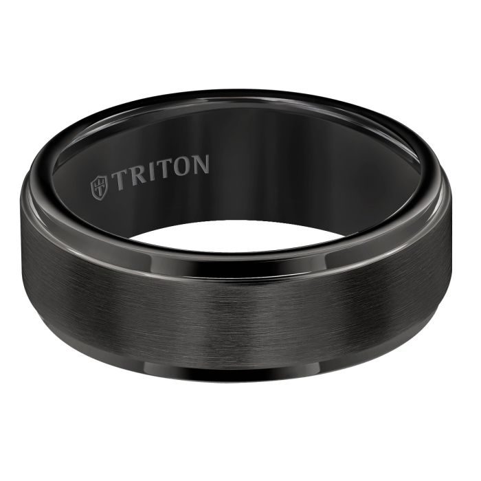 Triton Ladies 8mm Black Tungsten Carbide Comfort Fit Band 11-5576BC8-L.00 | Hannoush Jewelers