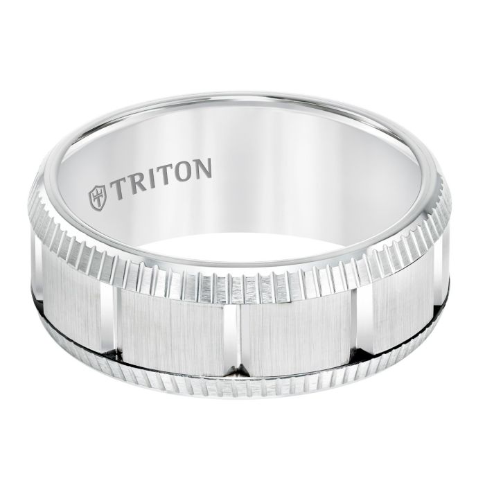 Triton Ladies 9mm Multi Piece White Tungsten Carbide Comfort Fit Band 11-5812HC-L.00 | Hannoush Jewelers