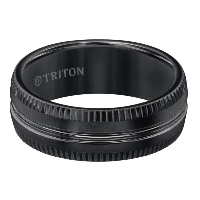 Triton Ladies 8mm Black Tungsten Carbide Comfort Fit Band 11-5813BC-L.00 | Hannoush Jewelers