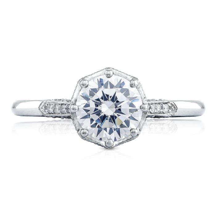 Simply Tacori 18K White Gold Diamond Engagement Ring 0.11ctw 2653RD65W | Hannoush Jewelers