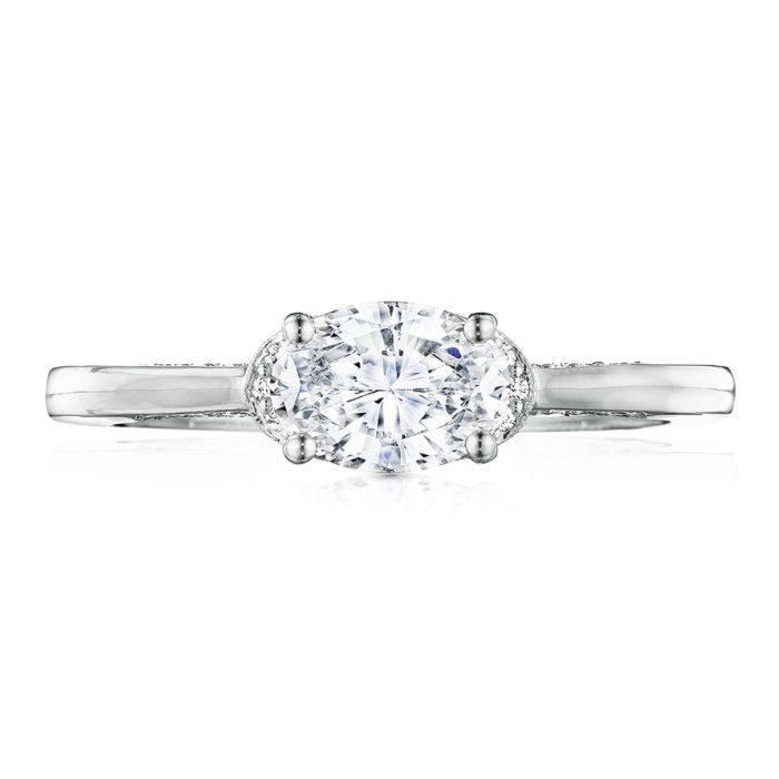 Simply Tacori 18k White Gold Diamond Engagement Ring 0.10 ctw 2654OV7X5W | Hannoush Jewelers