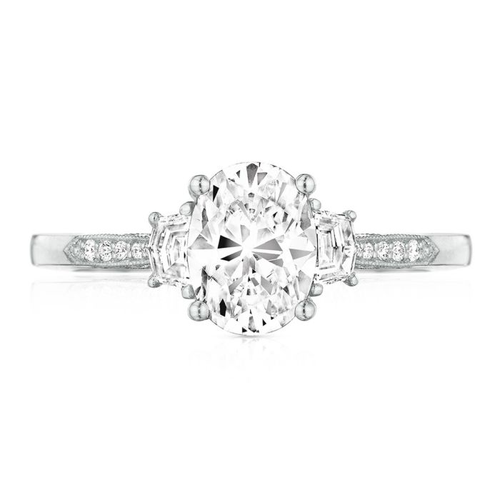 Simply Tacori Platinum Diamond Semi Mount 2659OV8X6 | Hannoush Jewelers