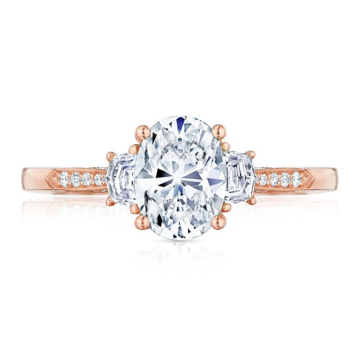 Simply Tacori 18K Rose Gold Diamond Semi Mount 2659OV8X6PK | Hannoush Jewelers