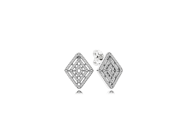 Pandora Geometric Lines Stud Earrings, Clear CZ 296208CZ | Hannoush Jewelers