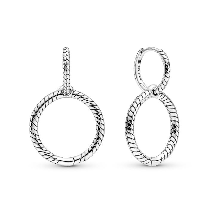 Pandora Moments Charm Double Hoop Earrings 299562C00 | Hannoush Jewelers