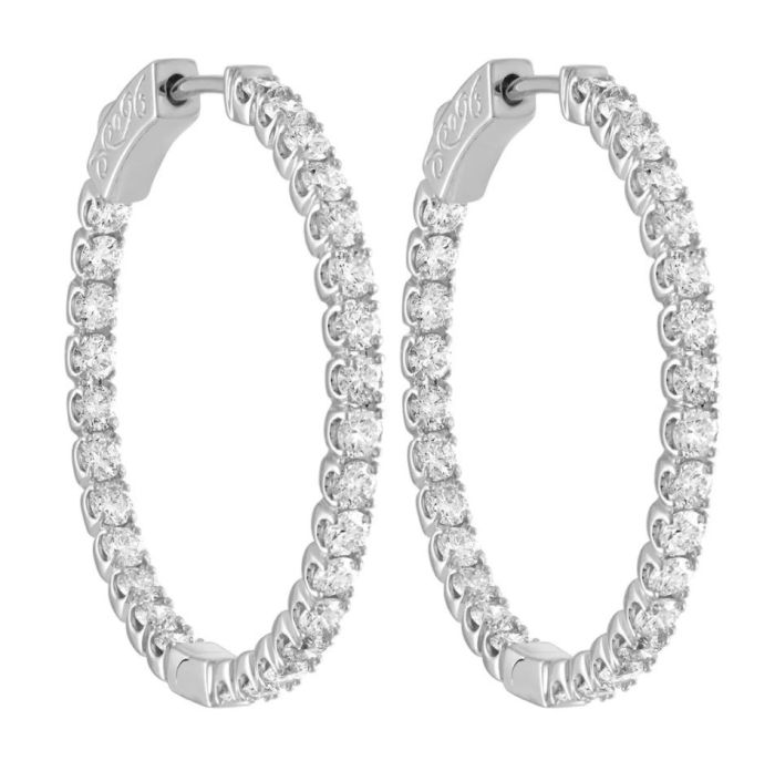 0.90CTW DIAMOND IN/OUT HOOP WITH SAFETY LOCK | H J | Hannoush Jewelers