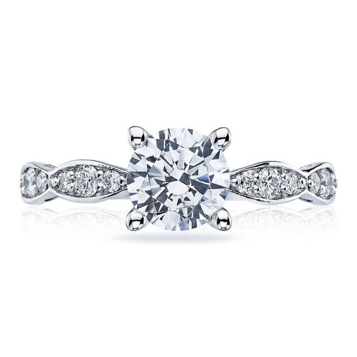 Tacori Sculpted Crescent Platinum Diamond Engagement Semi Mount 46-25RD65 | Hannoush Jewelers