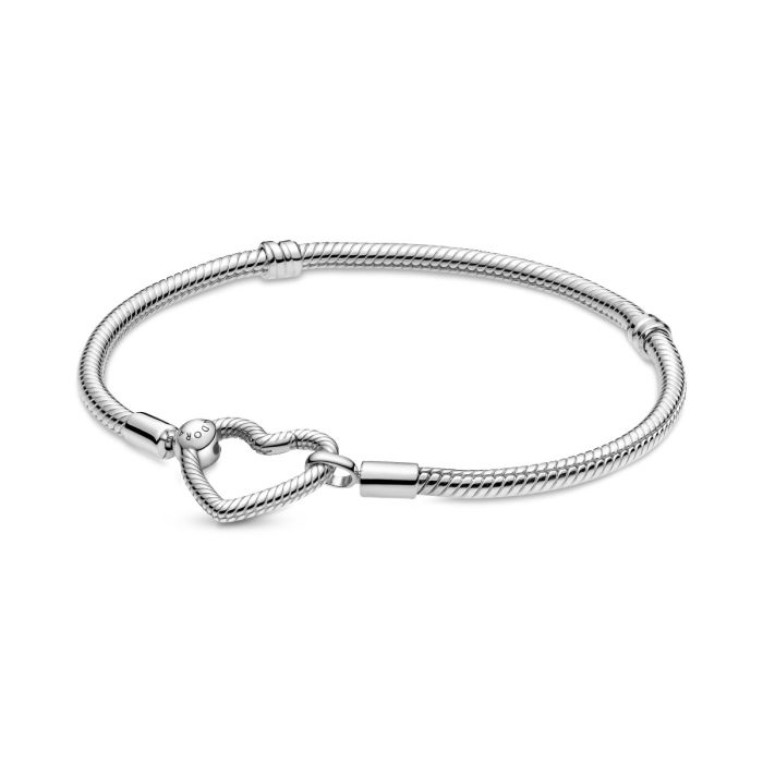 Pandora Moments Heart Closure Snake Chain Bracelet 599539C00 | Hannoush Jewelers