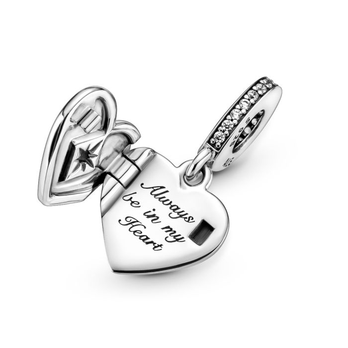 Locket Charm · Magnetic-Closure-Silver-Heart –