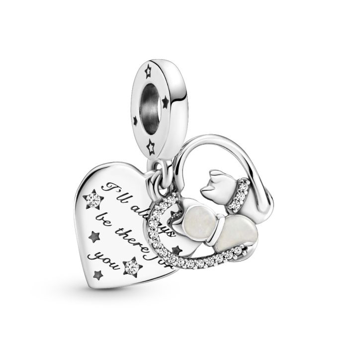 Cats & Hearts Dangle Charm 799546C01 | Hannoush Jewelers