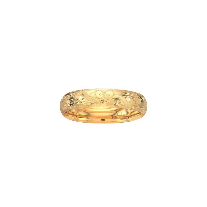 14kt 7" Yellow Gold Florentine Round Dome Classic Bangle with Clasp 9/16FL-07 | Hannoush Jewelers