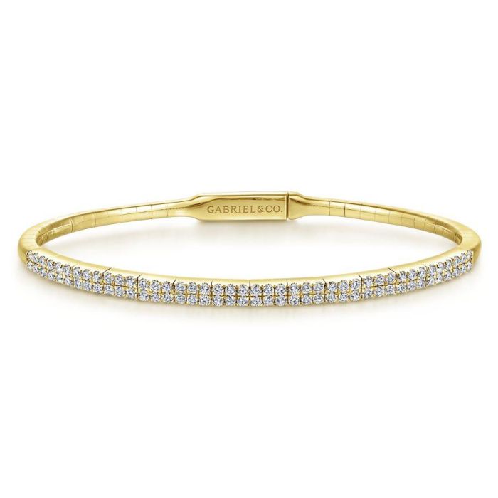 Gabriel & Co. - BG4009-65Y45JJ - 14K Yellow Gold Two Row Diamond Bangle | Hannoush Jewelers