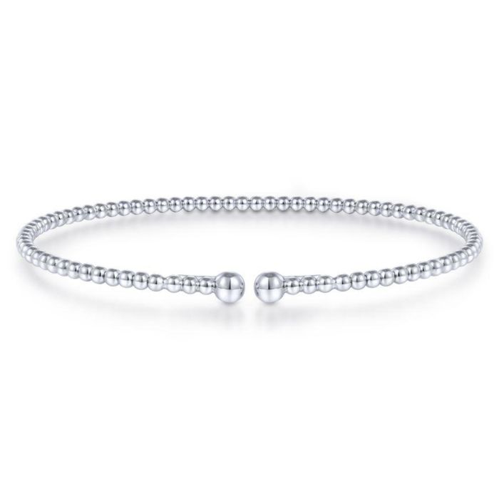 Gabriel & Co. - BG4107-62W4JJJ - Split 14K White Gold Beaded Bujukan Bangle | Hannoush Jewelers