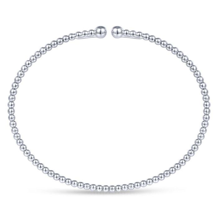 Gabriel & Co. - BG4107-62W4JJJ - Split 14K White Gold Beaded Bujukan Bangle | Hannoush Jewelers