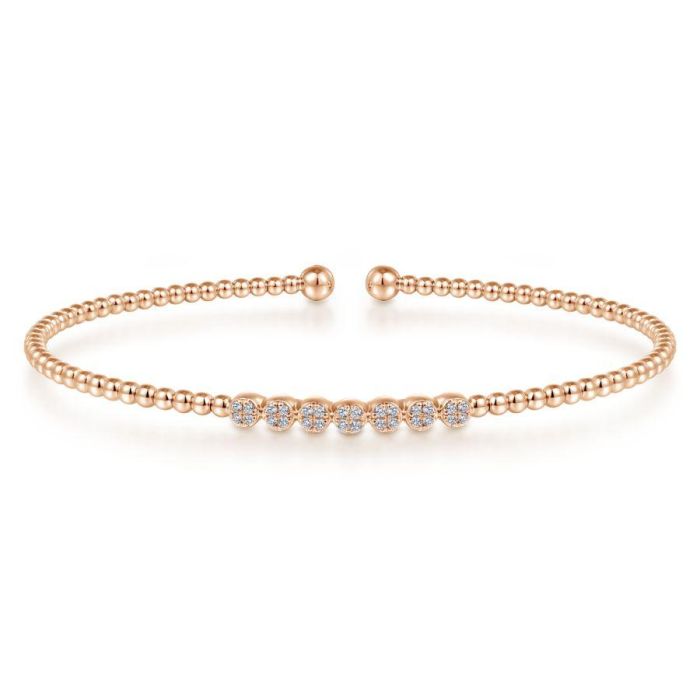 Gabriel & Co. - BG4247-62Y45PL - 14K Yellow Gold Bujukan Bead Split Bracelet with Pearl and Diamond Caps | Hannoush Jewelers