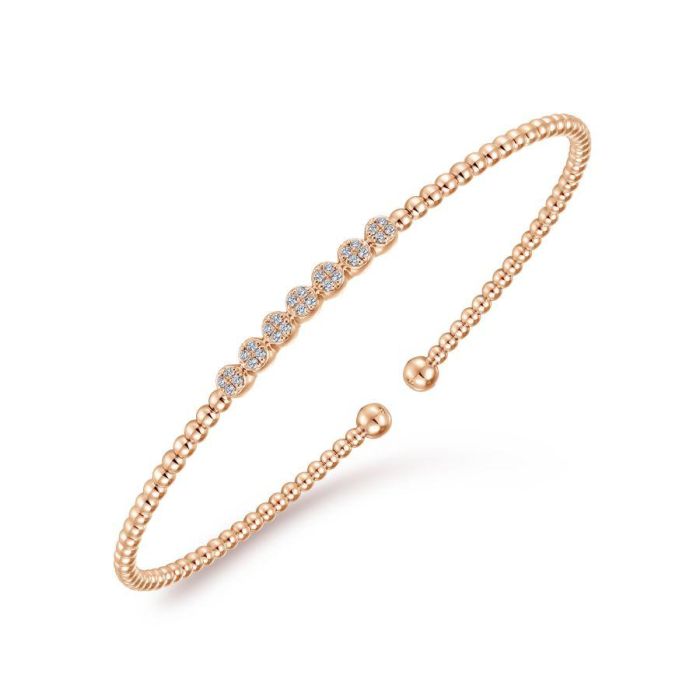 Gabriel & Co. - BG4247-62Y45PL - 14K Yellow Gold Bujukan Bead Split Bracelet with Pearl and Diamond Caps | Hannoush Jewelers