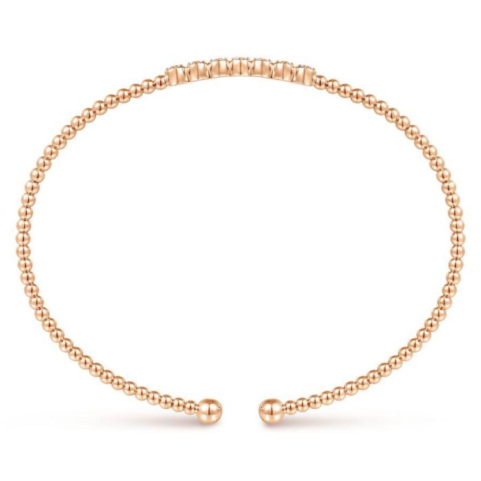 Gabriel & Co. - BG4247-62Y45PL - 14K Yellow Gold Bujukan Bead Split Bracelet with Pearl and Diamond Caps | Hannoush Jewelers