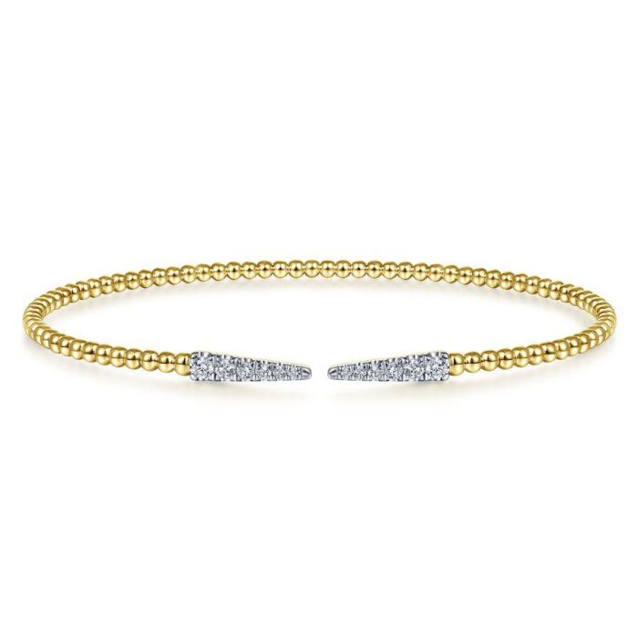 Gabriel & Co. - BG4216-62Y45JJ - Split 14K Yellow Gold Bujukan Bead Cuff Bracelet with Diamond Pavâ€š Spikes | Hannoush Jewelers