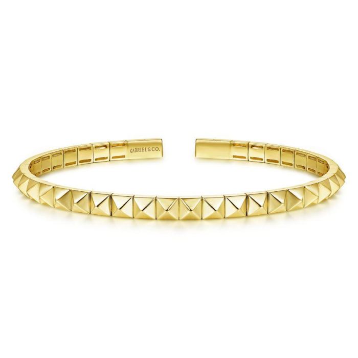 Gabriel & Co. - BG4224-65Y4JJJ - 14K Yellow Gold Pyramid Cuff Bracelet | Hannoush Jewelers