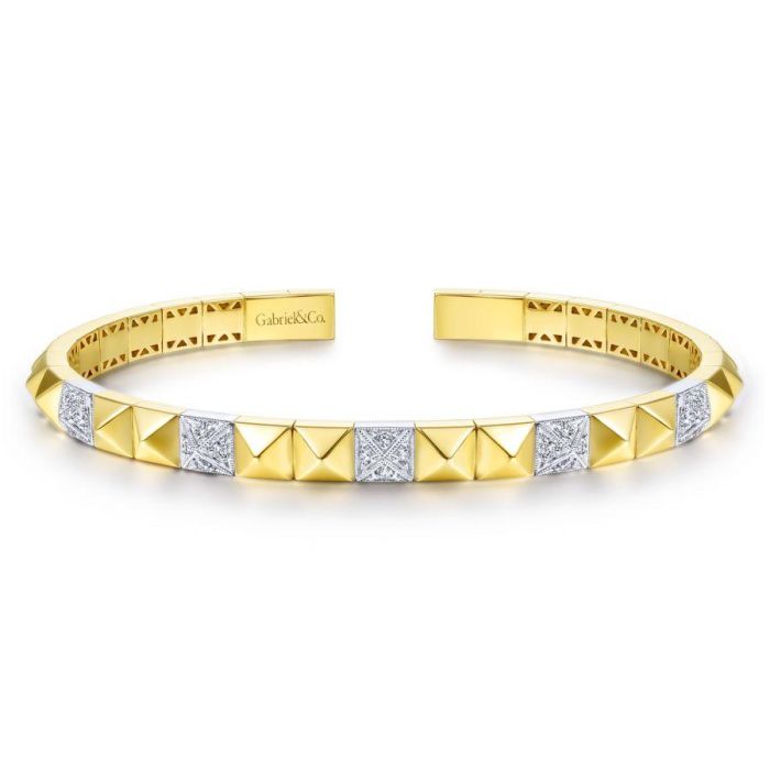 Gabriel & Co. - BG4225-62M45JJ - 14K White-Yellow Gold Diamond Bangle | Hannoush Jewelers