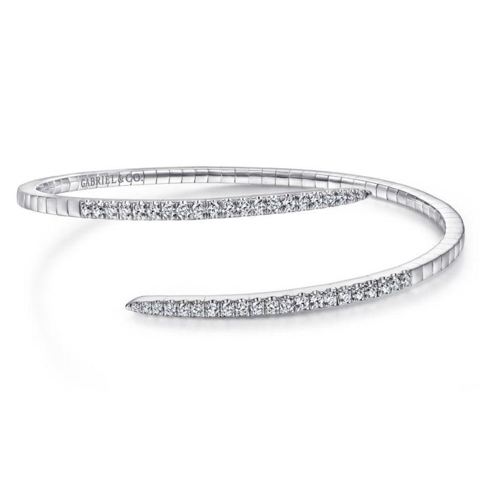 Gabriel & Co. - BG4227-65W45JJ - 14K White Gold Split Bypass Diamond Bangle | Hannoush Jewelers