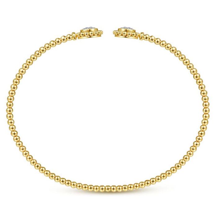 Gabriel & Co. - BG4259-62Y45JJ - 14K Yellow Gold Open Bangle with Pave Diamond Circles | Hannoush Jewelers