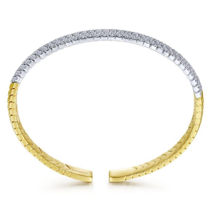 Gabriel & Co. - BG4382-65M45JJ - 14K White-Yellow Gold Diamond Bangle | Hannoush Jewelers