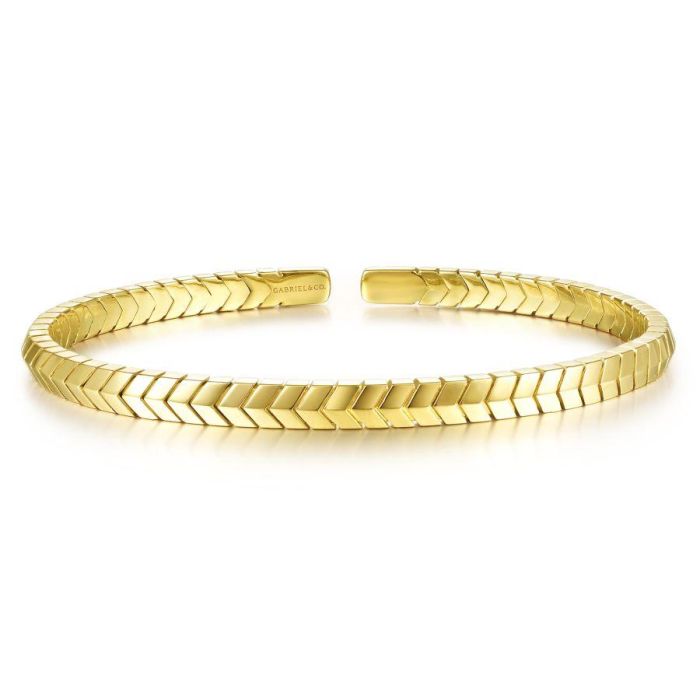 Gabriel & Co. - BG4391-65Y4JJJ - 14K Yellow Gold Chevron Pattern Cuff Bracelet | Hannoush Jewelers