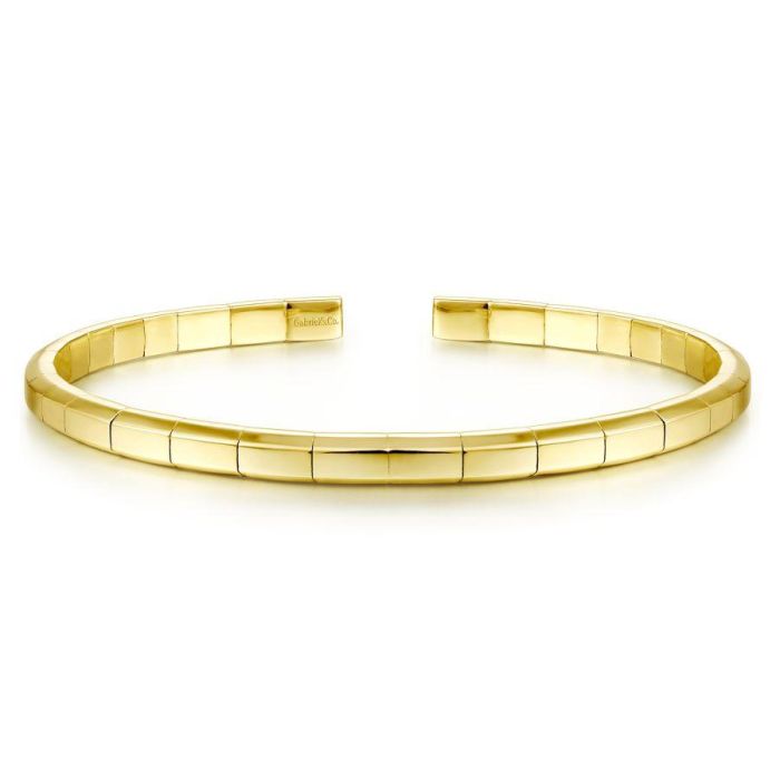 Gabriel & Co. - BG4393-65Y4JJJ - 14K Yellow Gold Metal Bead Station Cuff Bracelet | Hannoush Jewelers