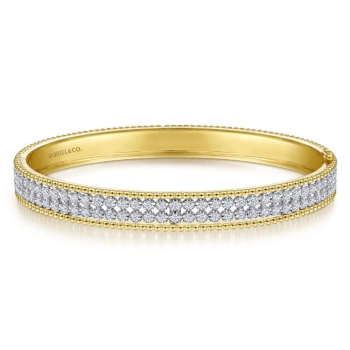 Gabriel & Co. - BG4434-62M45JJ - 14K White-Yellow Gold Diamond Bangle | Hannoush Jewelers