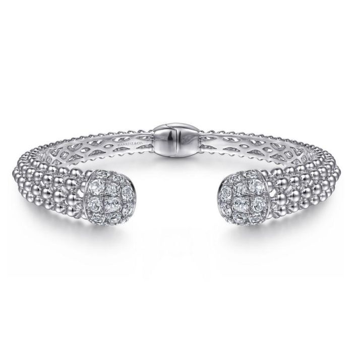 Gabriel & Co. - BG4593-65SVJWS - 925 Sterling Silver White Sapphire Bujukan Bangle | Hannoush Jewelers