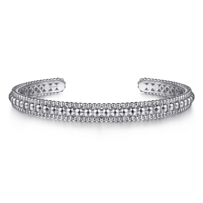 Gabriel & Co. - BG4594-65SVJJJ - 925 Sterling Silver Bujukan Beaded Open Bangle | Hannoush Jewelers