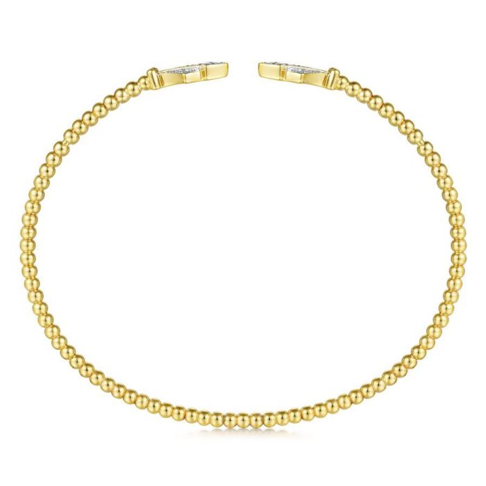 Gabriel & Co. - BG4612-62Y45JJ - 14K Yellow Gold Bujukan Bead Split Cuff with Diamonds | Hannoush Jewelers