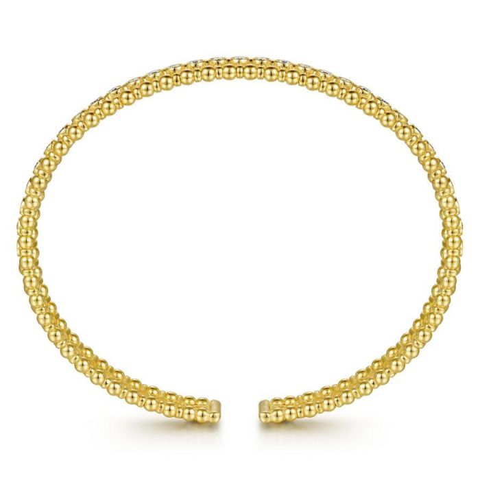 Gabriel & Co. - BG4616-62Y45JJ - 14K Yellow Gold Bujukan Bead Cuff Bracelet with Diamond Bezel Connectors | Hannoush Jewelers