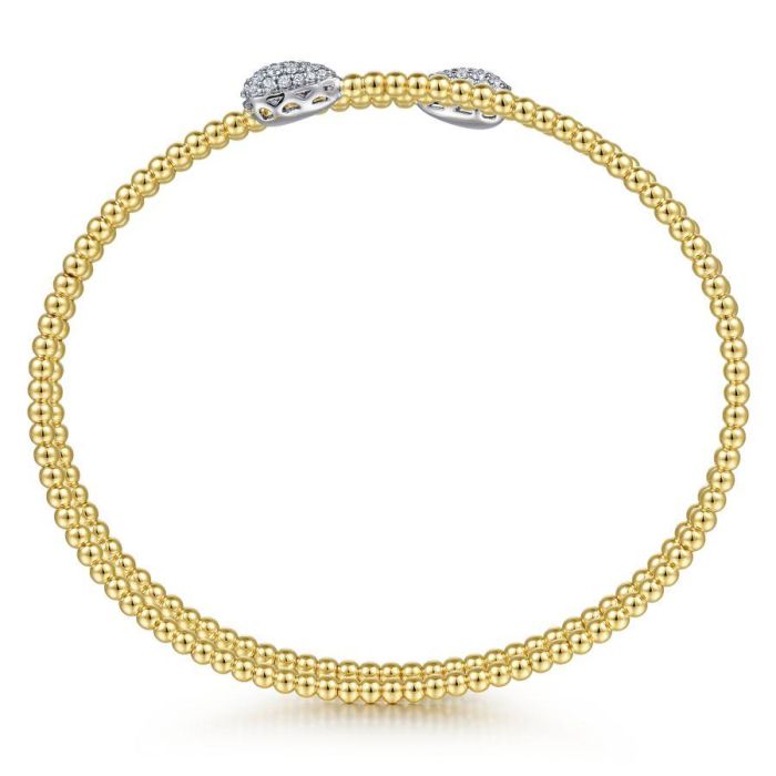 Gabriel & Co. - BG4621-62M45JJ - 14K Yellow Gold Bujukan Bead Wrap Bracelet with White Gold Diamond End Caps | Hannoush Jewelers