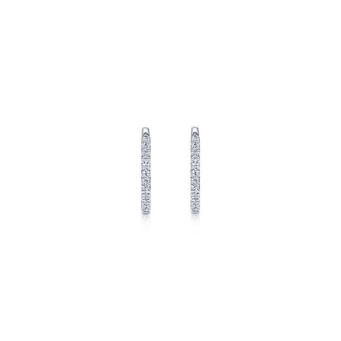 Gabriel & Co. - EG11122W45JJ - 14K White Gold Classic 10mm Pavâ€š Diamond Huggies | Hannoush Jewelers