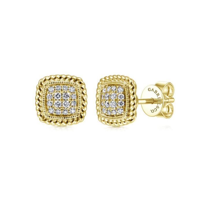 Gabriel & Co. - EG11556Y45JJ - 14K Yellow Gold Twisted Cluster Diamond Stud Earrings | Hannoush Jewelers